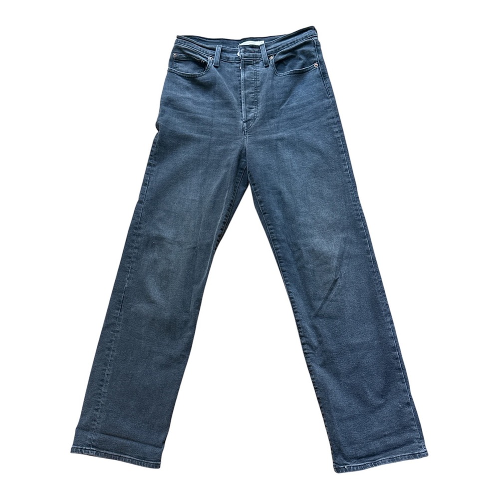 Levis Ribcage Straight Leg Jeans Faded Black Super High Rise Size 30